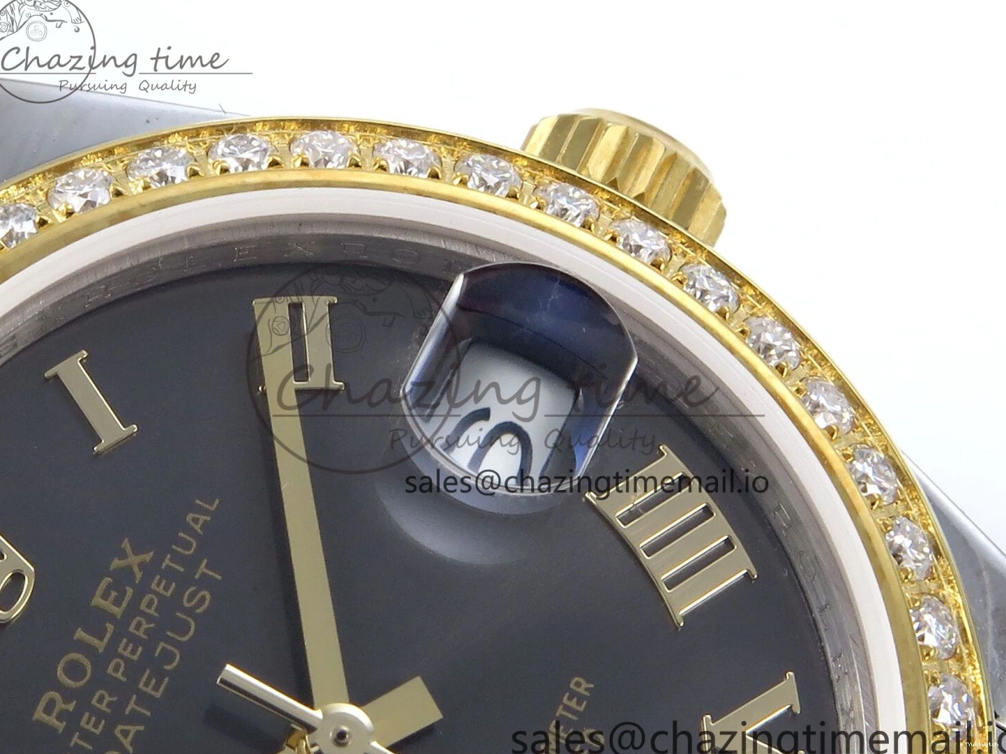 JARF 904L YG Diamonds SS Jubilee Edition Gray 278383RBR Roman 1:1 Best 31 on Steel Bracelet DateJust Dial HZ2236 0502
